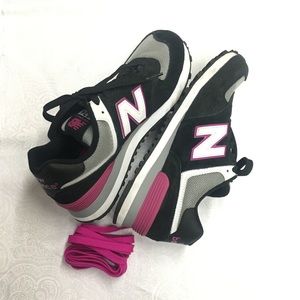 LIKE NEW - New Balance 574Classic Black & Fuchsia